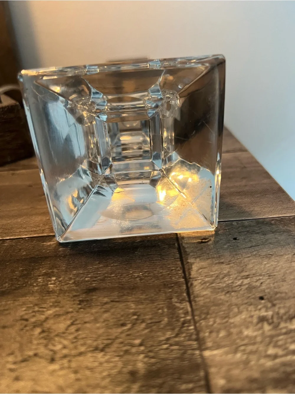 Clear Glass Crystal Pillar Candle Holder